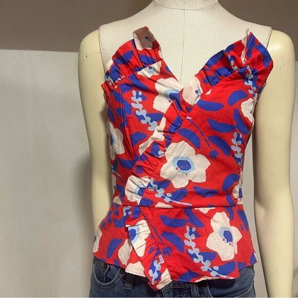 Revolve Anthropologie Hutch Cherry Red Ted Motif Strapless Ruffle Tube Top - Picture 7 of 13